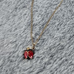 J. Crew Gold Necklace with Red Ladybug Pendant